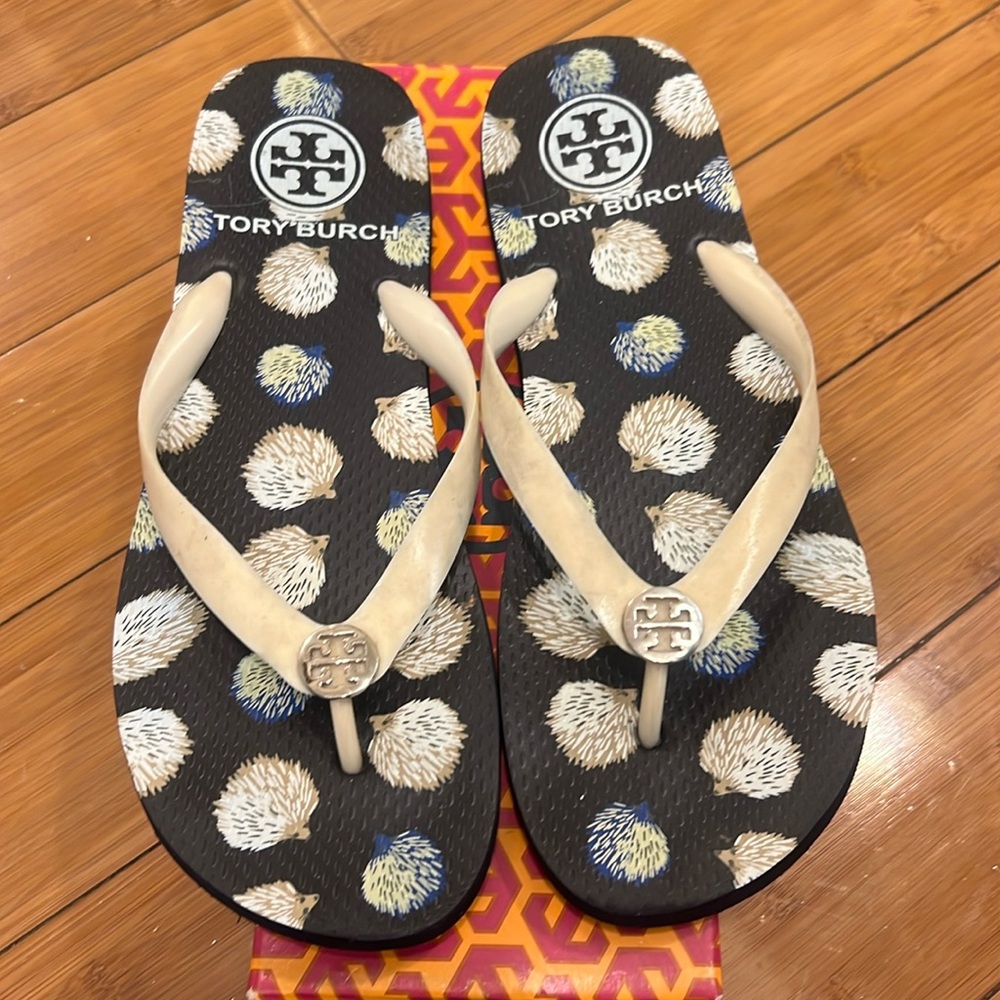 Tory Burch Black and Cream Sandals